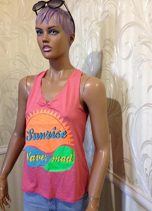 Майка з яскравим принтом, pink woman, розмір s