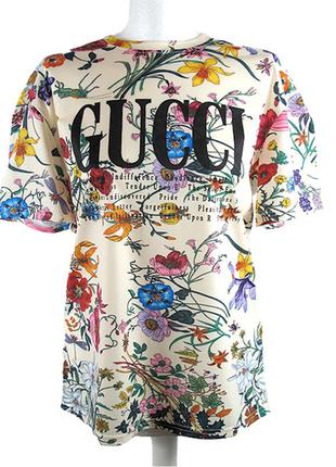 Женская футболка gucci с надписью цветочный принт1 фото