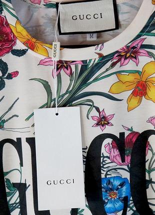 Женская футболка gucci с надписью цветочный принт4 фото