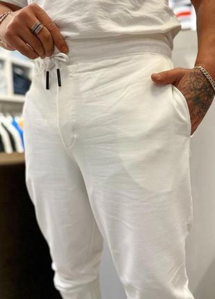 Летние белые спортивные штаны брюки оверсайз білі літні спортивні штани2 фото