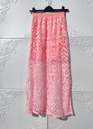 Яркая розовая летняя длинная юбка charles voegele