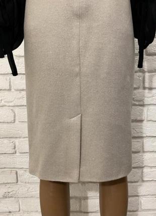 Прямая шерстяная юбка garry weber, бежевая, миди, шерсть, ангора6 фото