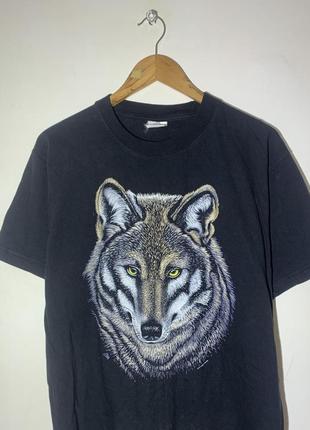 Animal tee wolf zip it london винтажная футболка с волком