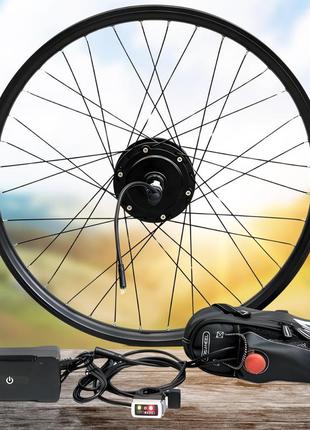 Набор велоракета под переднее колесо для сборки электровелосипеда 350 вт 5.2ah 48v li-io+lcd+pas+ручки тормоза