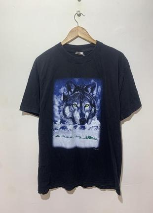 Animal tee wolf zip it london винтажная футболка с волком