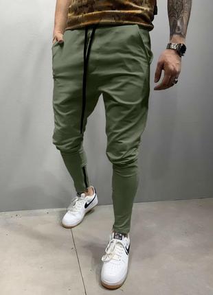 Мужские зелёные хаки спортивные штаны брюки зелені спортивні штани на весну літо