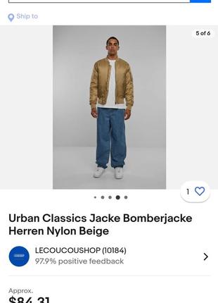 Куртка/бомпер urban classics jacke bomberjacke herren nylon beige7 фото