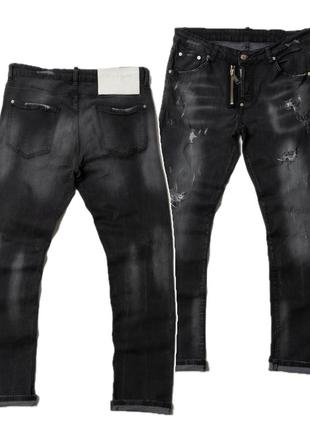 Dsquared2 luxury distressed style denim black jeans чоловічі штани1 фото