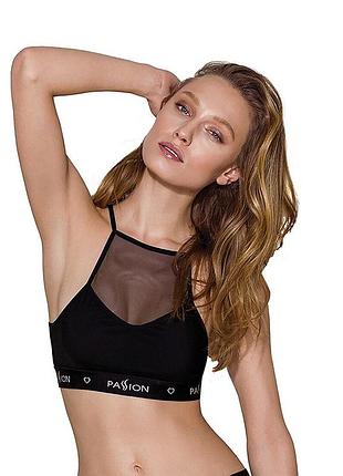 Спортивный топ с прозрачной вставкой passion ps006 top black, size l