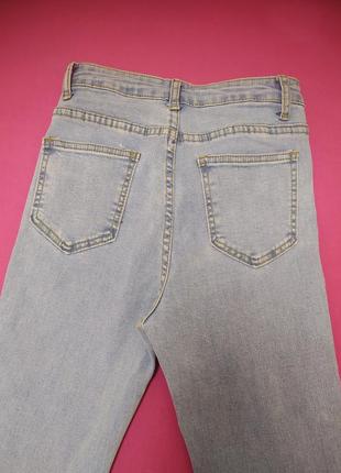Скинни джинсы высокая посадка щаввшенная талия светлые голубые облегающие2 фото