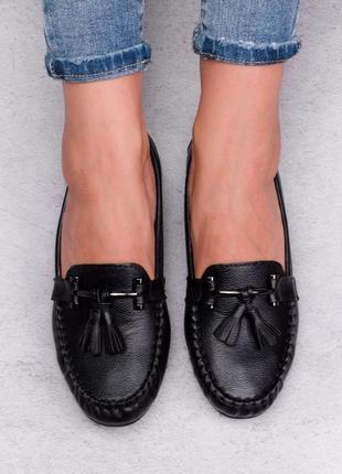 Стильные черные туфли балетки мокасины низкий ход модные1 фото