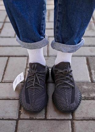 Женские кроссовки adidas yeezy boost 350 v2 black (рефлективные шнурки) &lt;unk&gt; smb2 фото