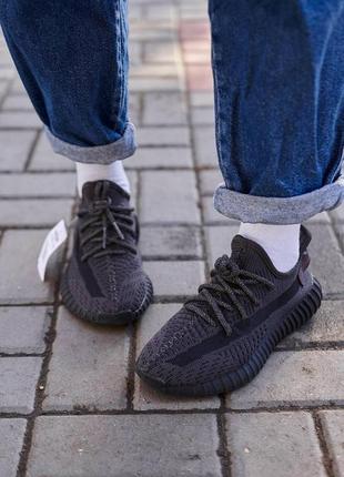 Женские кроссовки adidas yeezy boost 350 v2 black (рефлективные шнурки) &lt;unk&gt; smb3 фото