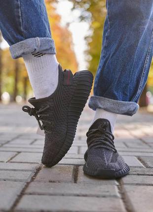 Женские кроссовки adidas yeezy boost 350 v2 black (рефлективные шнурки) &lt;unk&gt; smb6 фото