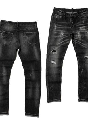 Dsquared2 distressed denim black jeans чоловічі джинси