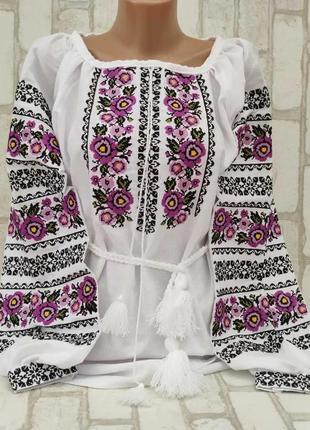 Вышиванка женская на домотканом полотне "соломія" 40-62 рр3 фото