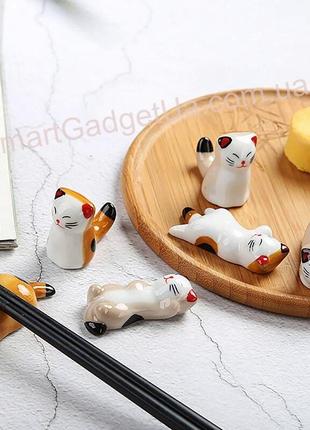 Керамічна багаторазова підставка котик (a3) під палички для їжі / 1шт