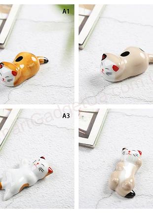 Керамічна багаторазова підставка котик (a3) під палички для їжі / 1шт