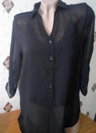 Шифоновая блузка рубашка с удлинённой спинкой