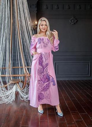 Сукня вишита жіноча на льоні "княжна" s-xl рр