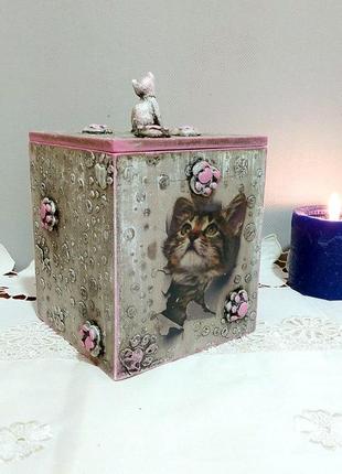 Короб - скринька з котами.1 фото