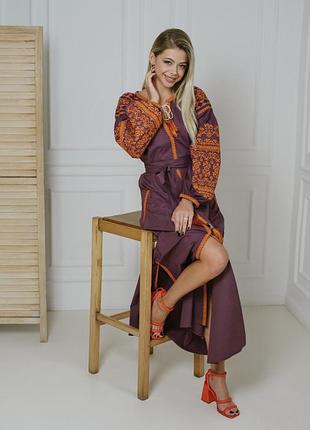 Платье вышитое женское на льне "злата" s-xl рр