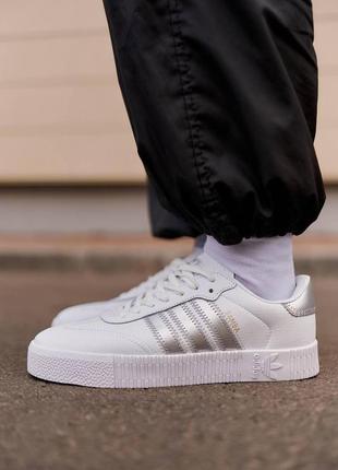 Adidas gazelle og white mono silver w sales