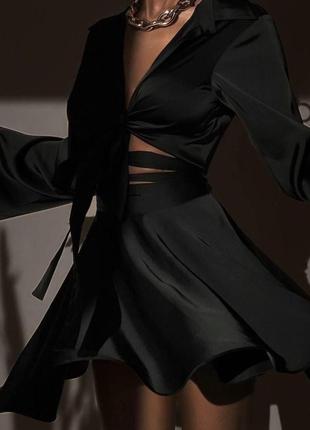 Костюм женский шелк  юбка топ спідниця на запах5 фото