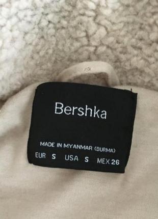 Брендова шуба тедді bershka укорочена вкорочена без капюшона під горло воротнік водолазка гольф топ плюшевая3 фото