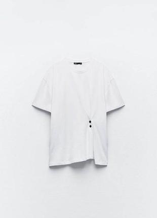 Белая футболка на застежках zаrа4 фото