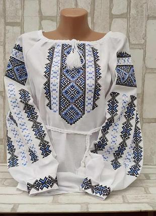 Вышиванка женская на домотканом полотне "ярослава" 54-64 рр