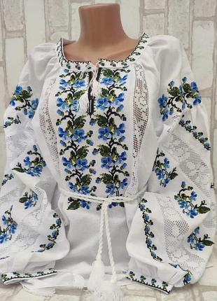Вышиванка женская на домотканом полотне "дарина" 42-60 рр