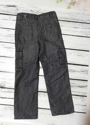 Дитячі чорні сірі демісезонні прямі джинси карго з підкладкою на хлопчика2 фото
