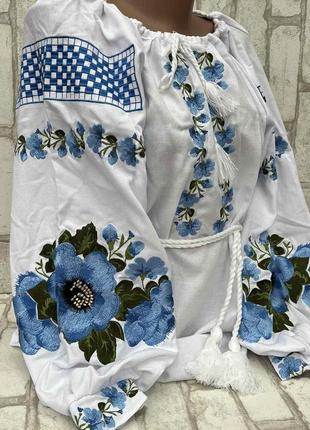 Вышиванка женская на домотканом полотне "бажана" 54-64 рр