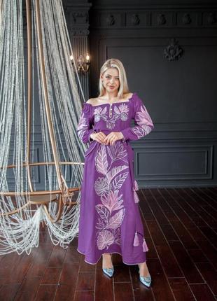 Платье вышитое женское на льне "княжна" s-2xl рр