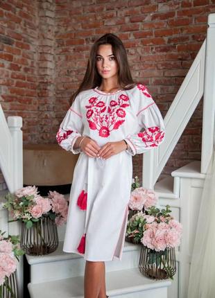 Платье вышитое женское на льне "вікторія" s-2xl рр