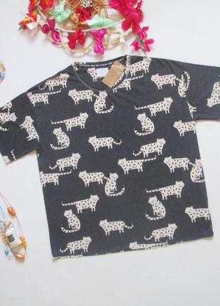 Шикарная футболка принт котики next 💜🌺💜