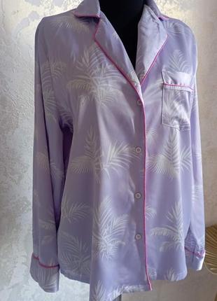 Пижама атласная рубашка лавандовая папорот