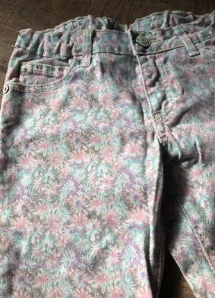 Брюки джинсы в цветы принт2 фото