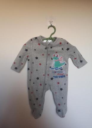 Флисовый слип человечек пижама комбинезон на новорожденного 56 см1 фото