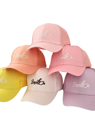 Бейсболка кепка р.52-54 smile вишивка сітка літо дівчача 6 кольорів