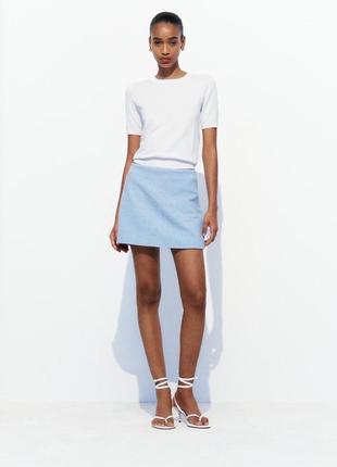 Шорты юбка голубая zara new