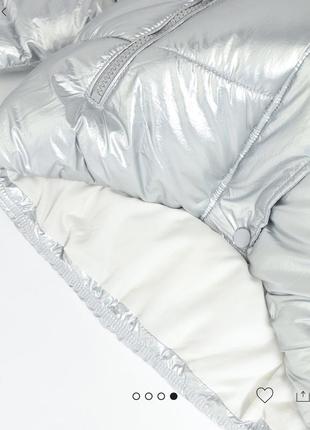 Куртка, куртка на девочку, куртка серебро куртка на девочке, курточка стеганая блестящая металлик серебряная4 фото
