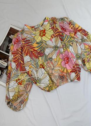 Сатинова блуза у квіти1 фото