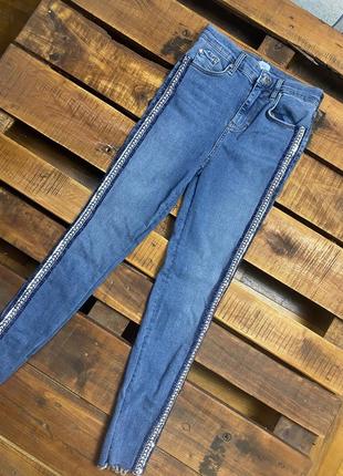 Жіночі джинси (штани, брюки) з лампасами river island (рівер айленд мрр ідеал оригінал різнокольорові)1 фото