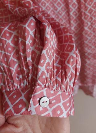 Сатинова блискуча блузка вільного крою marks&spencer, блуза в рожевий принт, р. 169 фото