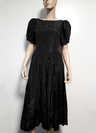 Винтажное длинное вечернее платье сукня с бантом laura ashley из тафты