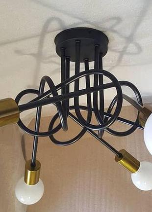 Люстра лофт с золотим  цоколем на 6 ламп