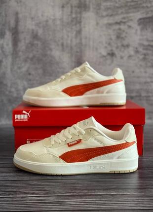 Мужские кроссовки puma court ultra lite white orange