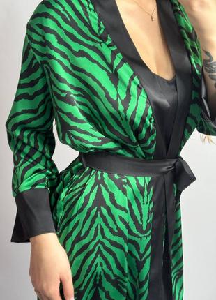 Шовковий комплект три в одному. шовковий комплект трійка. шовковий халат та піжама зі штанами. шовковий халат майка штани5 фото